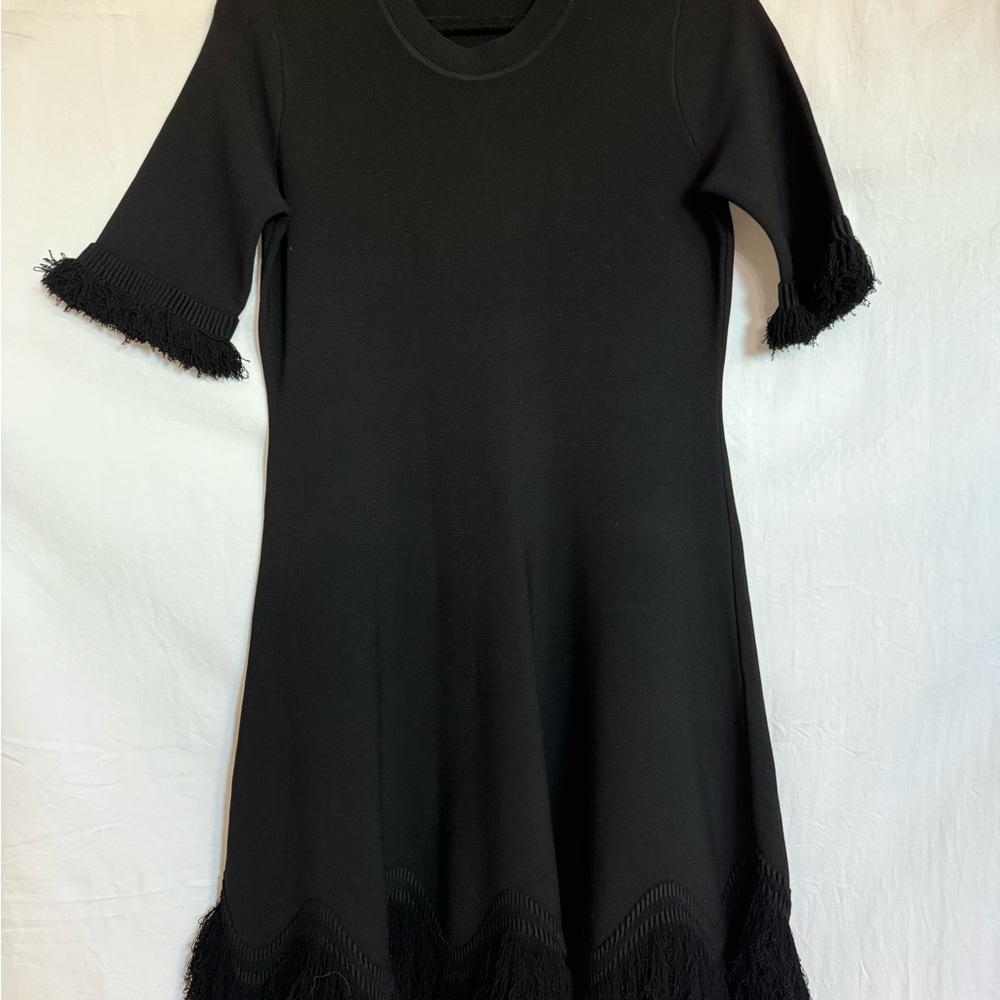 Ulla Johnson Black Fringe Long Sleeve Dress - Picture 6 of 7